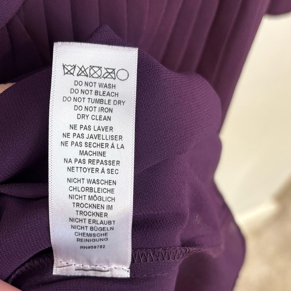 Adrianna Papell Midi long Sleeve Formal Dress Pleated Sheath Plum Purple Size 6 - Picture 9 of 9